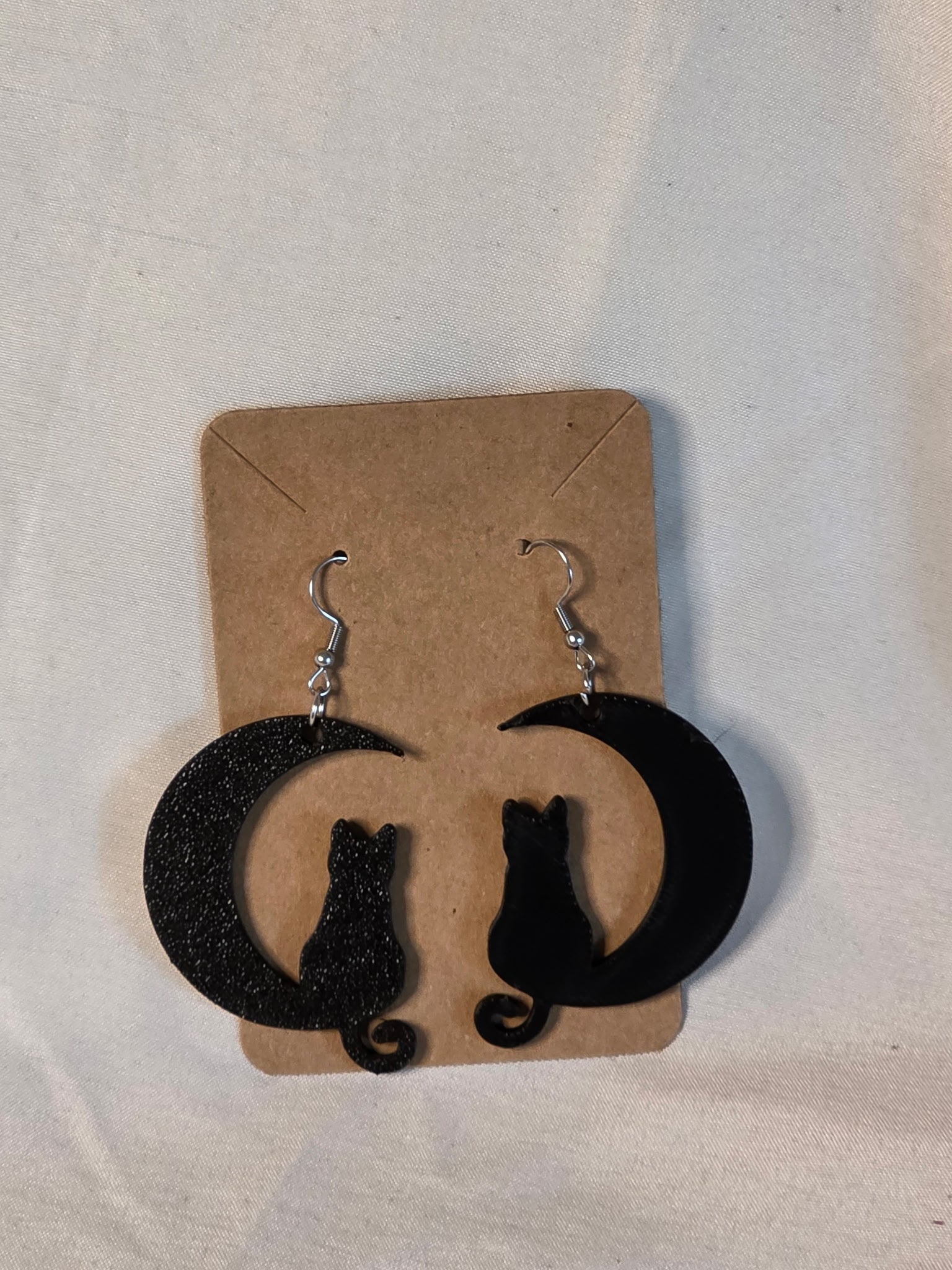 Cat Crescent Earrings - Halloween - 1.5 in